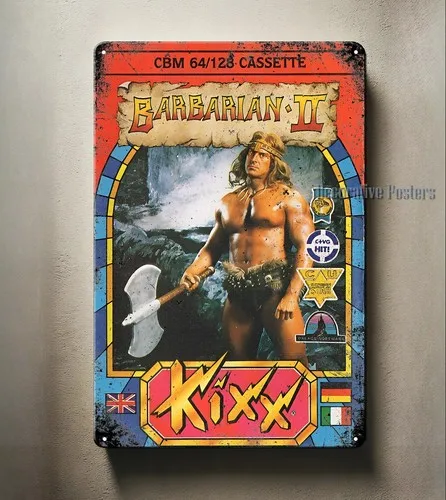 ملصق معدني لألعاب الفيديو Barberan 2 kixx Retro - لافتة قصدير قابلة للتجميع (مدخل)