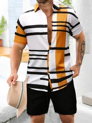 2024 Summer New Men's Short-sleeved Shirt And Beach Shorts Set Running Men's Shorts Everyday Urban Fashion Men's Casual Shirt