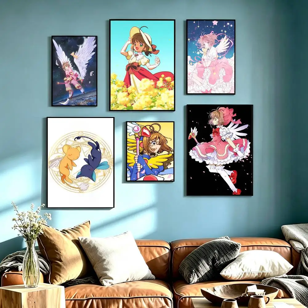 Cute Anime C-Cardcaptor Sakura Poster Waterproof Wall Art Sticker For Bar Living Room Vintage Decor High Quality Print Gift