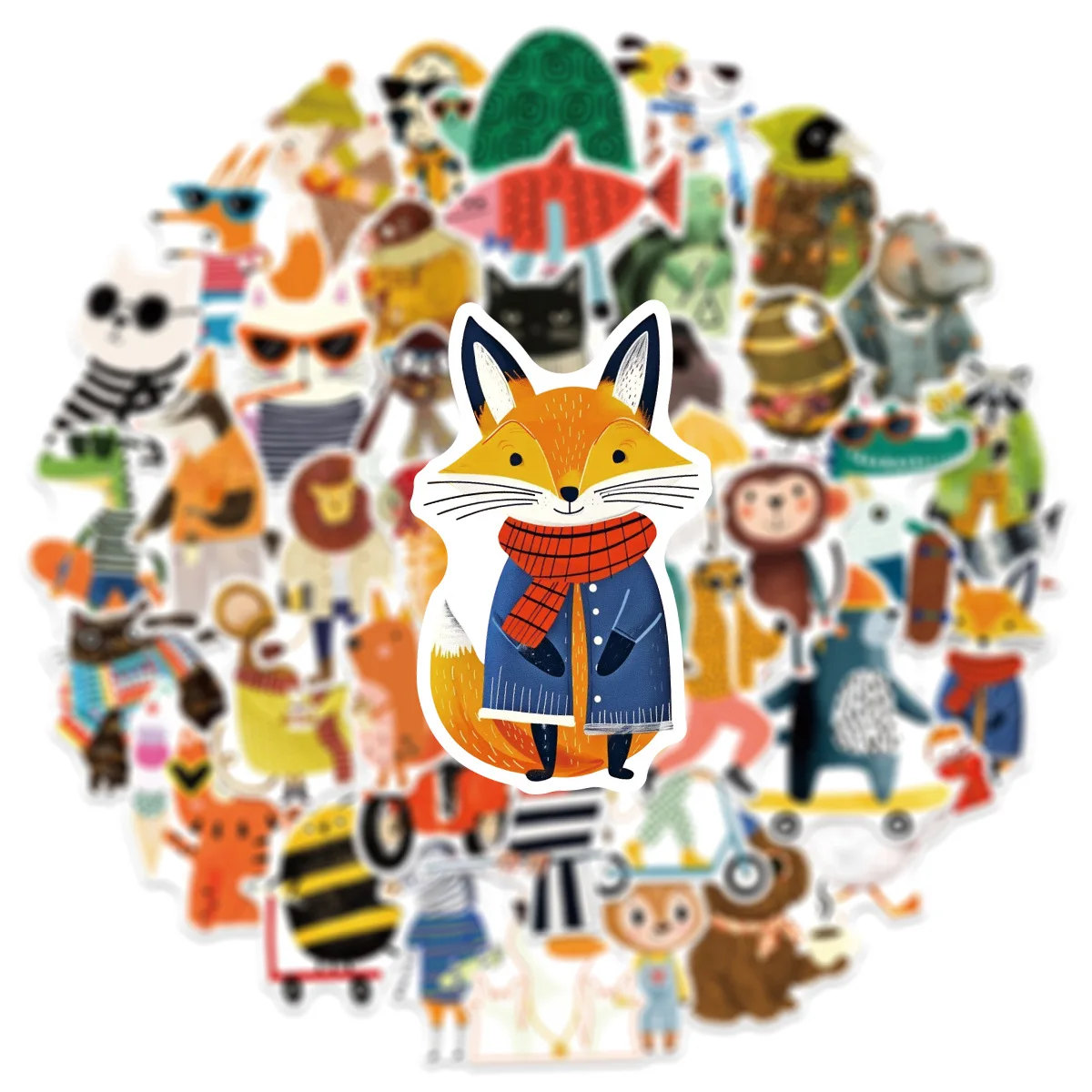 50 Pcs Cute Watercolor Animal Stickers DIY Decorative Cups Scrapbooking Unique Sticker Album Personalized Decals