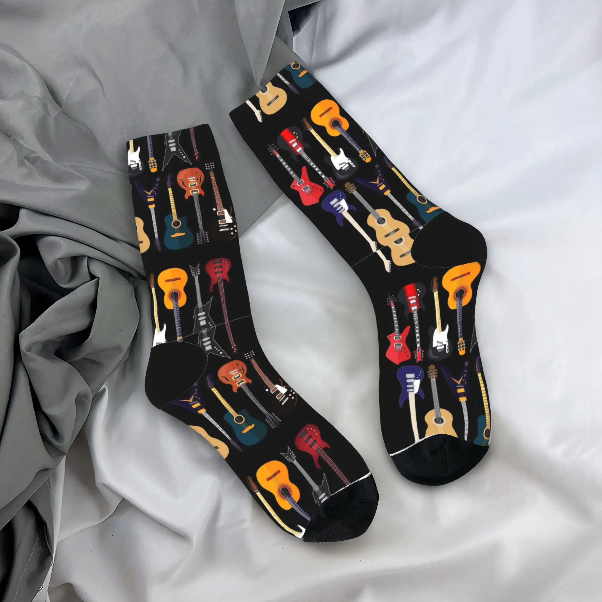 Musician Different Types Of Guitar Socks  Graphic Stockings Anti Skid Unisex Men Socks Warm Soft Autumn Gothic Climbing Socks