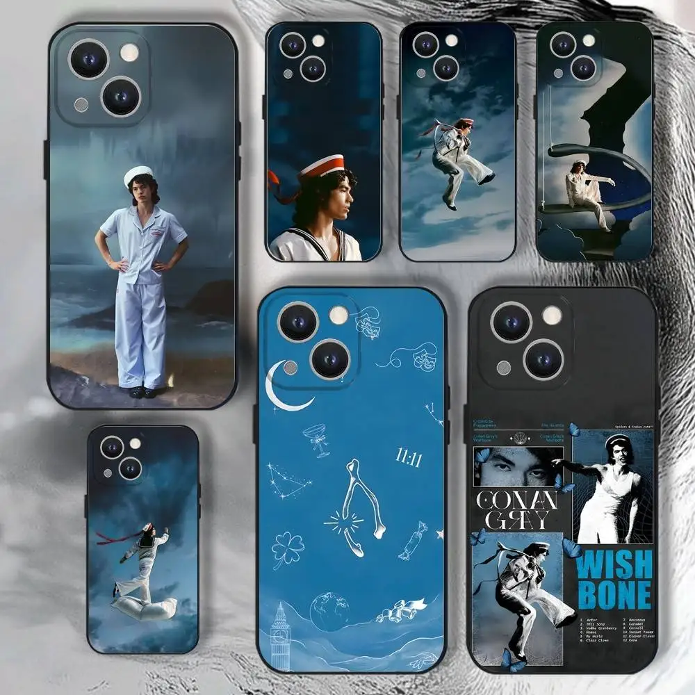 

C-Conan Gray Wishbone Phone Case For iPhone 17,16,15,14,13,12,11,Pro,XS,Max,XR,Plus,E,SE4,Mini Black Soft Cover