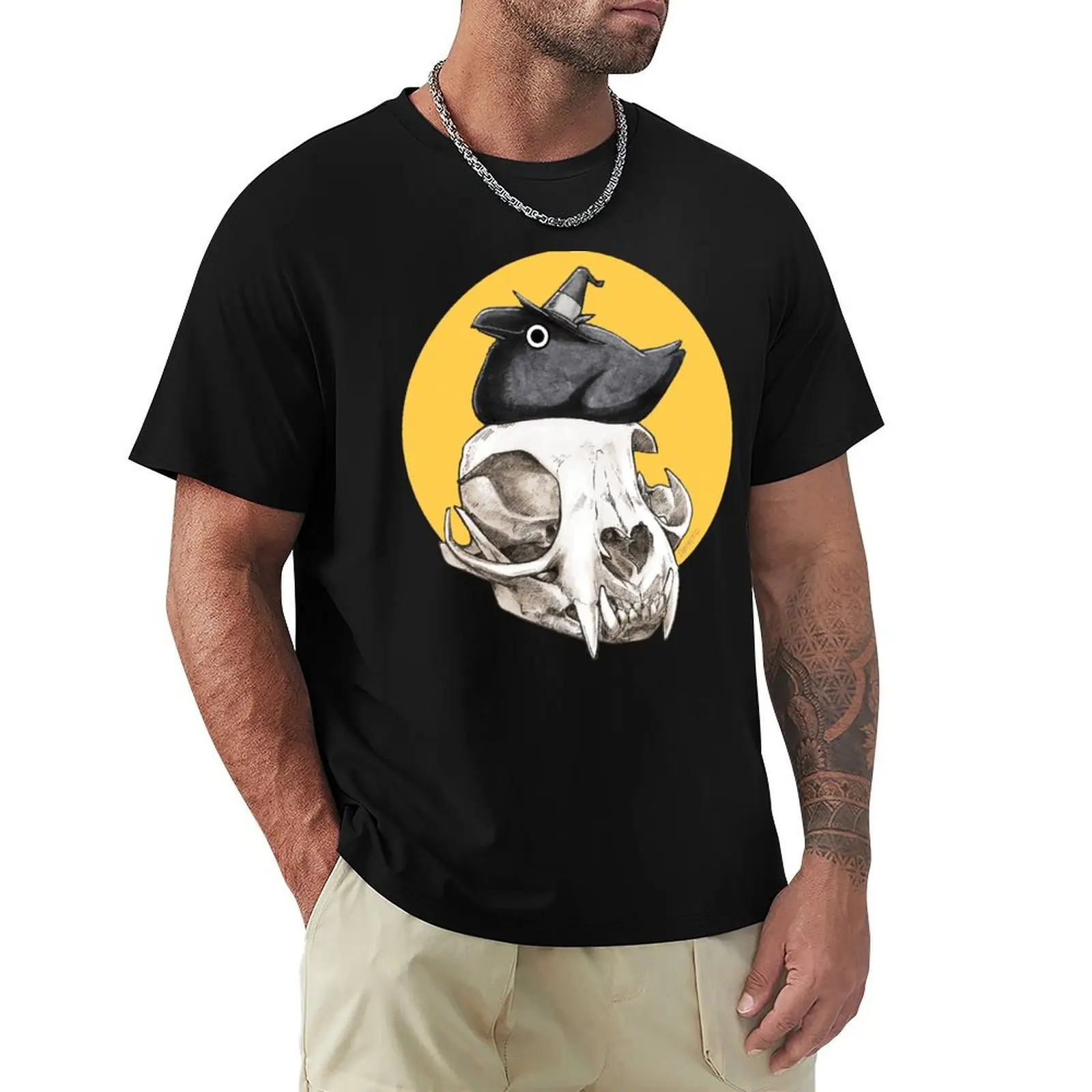 Lil Loaf Crow T-Shirt Basic Plain Tee for Spring and Summer
