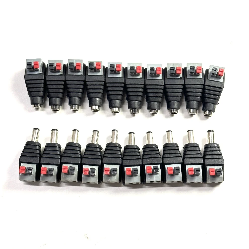DC 12V Male Female Connectors 2.1*5.5mm Power Plug Adapter Jacks Sockets Connector For Signal Color LED Strip CCTV Camera