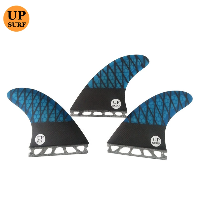 UPSurf Single Tabs Fins Blue Color Honeycomb Fiberglass cabon Material surf L Size Fins Quillas tri set Fins