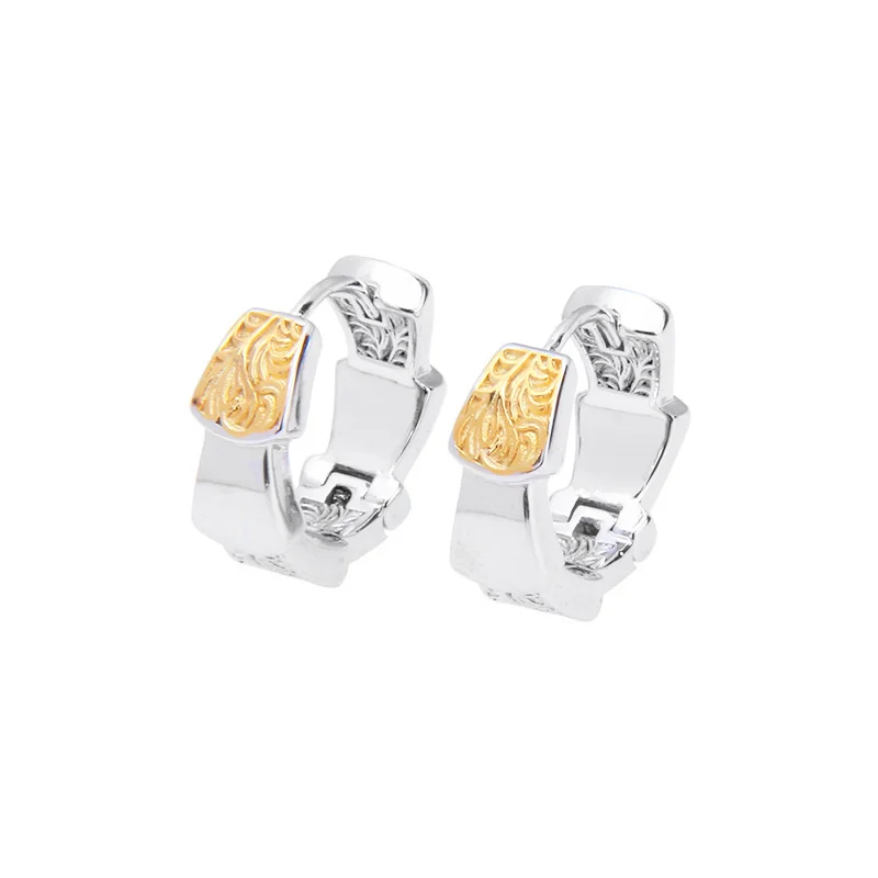 Trendy Gold Silver Collision Ear Buckle Women Jewelry Exquisite Lines Flower Earrings Male Personality Ear Accessories