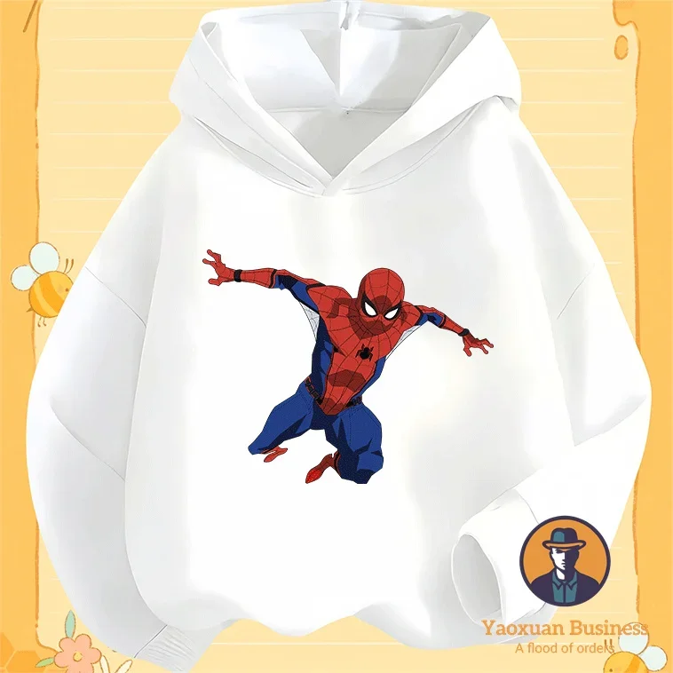 Chique 2025 Homem-Aranha Meninos Moletom Com Capuz Bonito Dos Desenhos Animados Impresso Quente À Prova de Vento Outono Inverno Moda