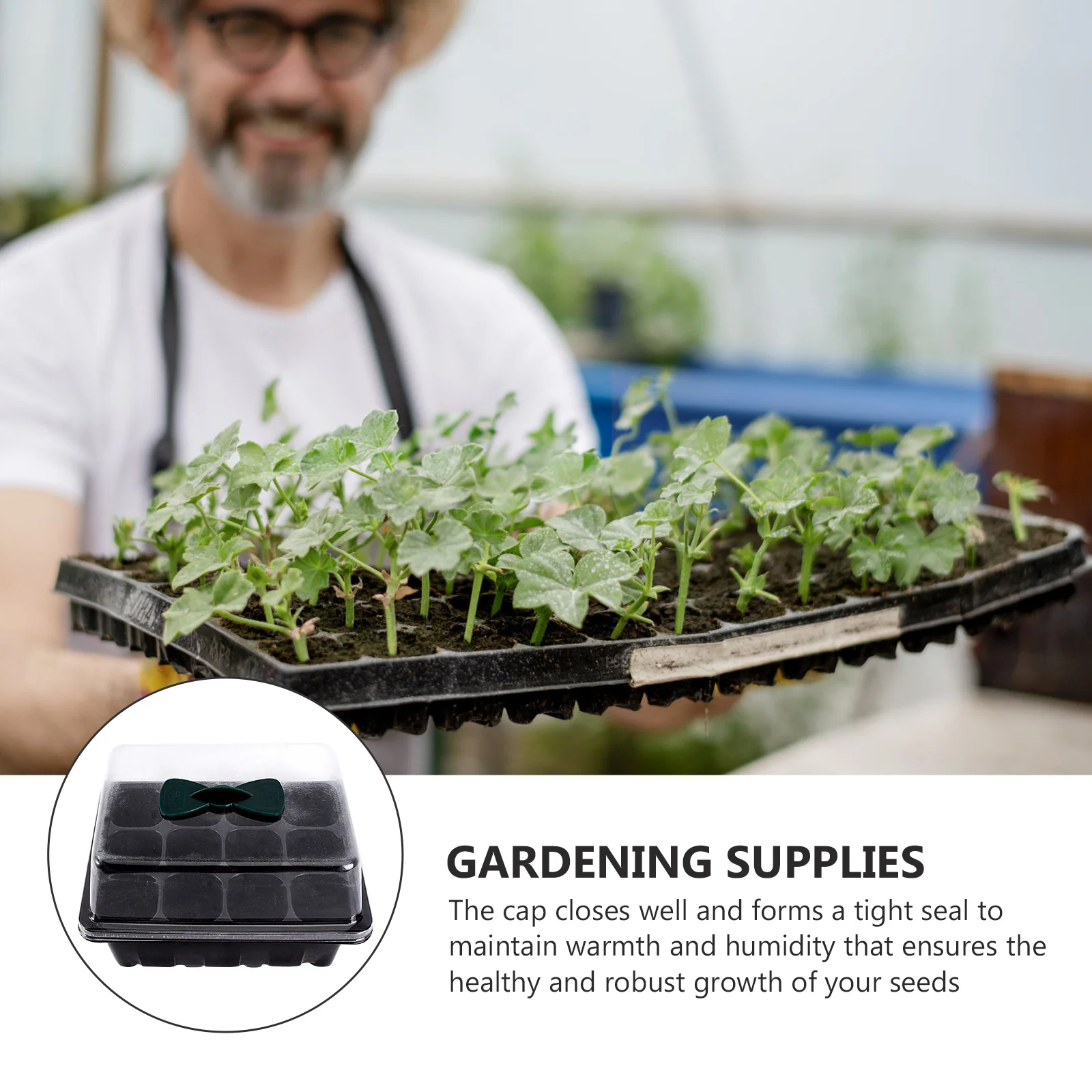 

2Pcs Nursery Tray Sprouting Box with Holes Black Plastic Transparent Lid for Growing Microgreens Garden Sprouter Planting