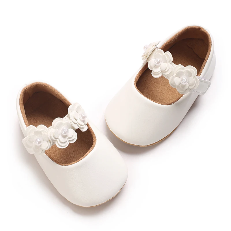 Baby Girls First Walkers - Princess Moccasins Soft Leather Shoes, Non-Slip Sole, Floral Design Toddler Shoes 6-24 Months