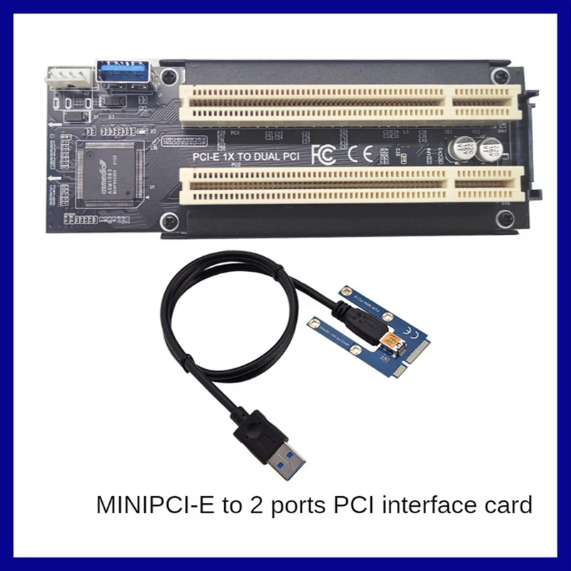 Mini Pci-E To Dual Pci Express X1 To Dual Pci Riser Card Adapter Converter Black For Desktop Pc Asm1083 Chip