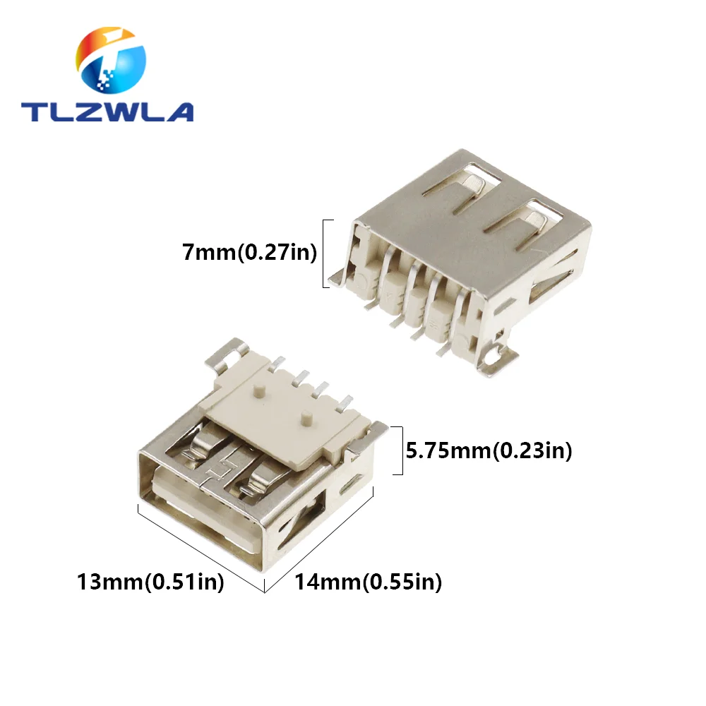 10PCS USB Type A Standard Port Female Solder Jacks Connector PCB Socket USB-A type SMT 4Pin