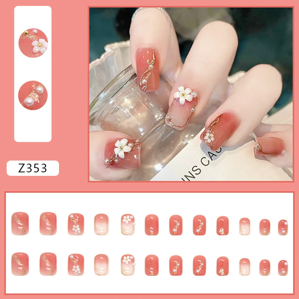 Fake Nails Set with  Decor Charming Comfortable to Wear Manicure Nails Christams Party Time