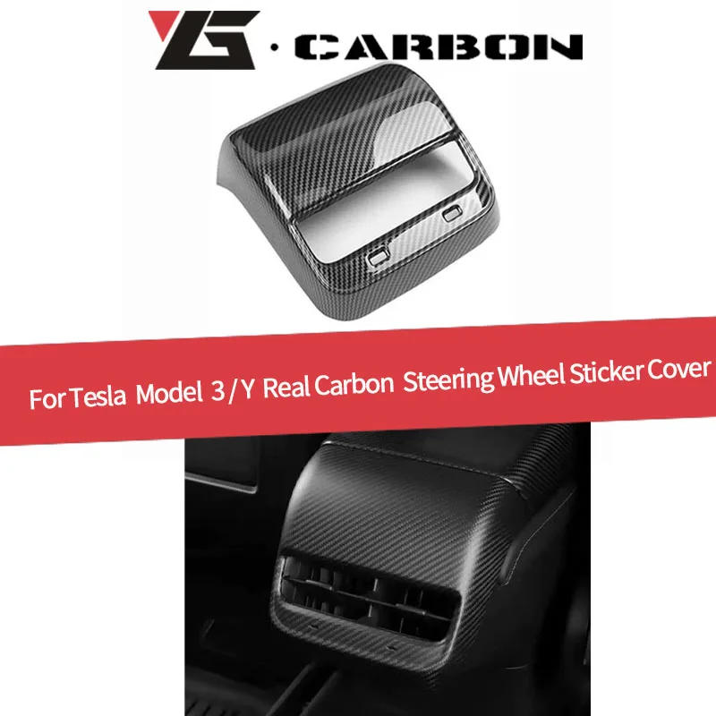 Dry Carbon Fiber Car Interior Accessories Body Kit Rear Air Vent Trim Backseat Vent Cover for Tesla Model 3/Y 2019+