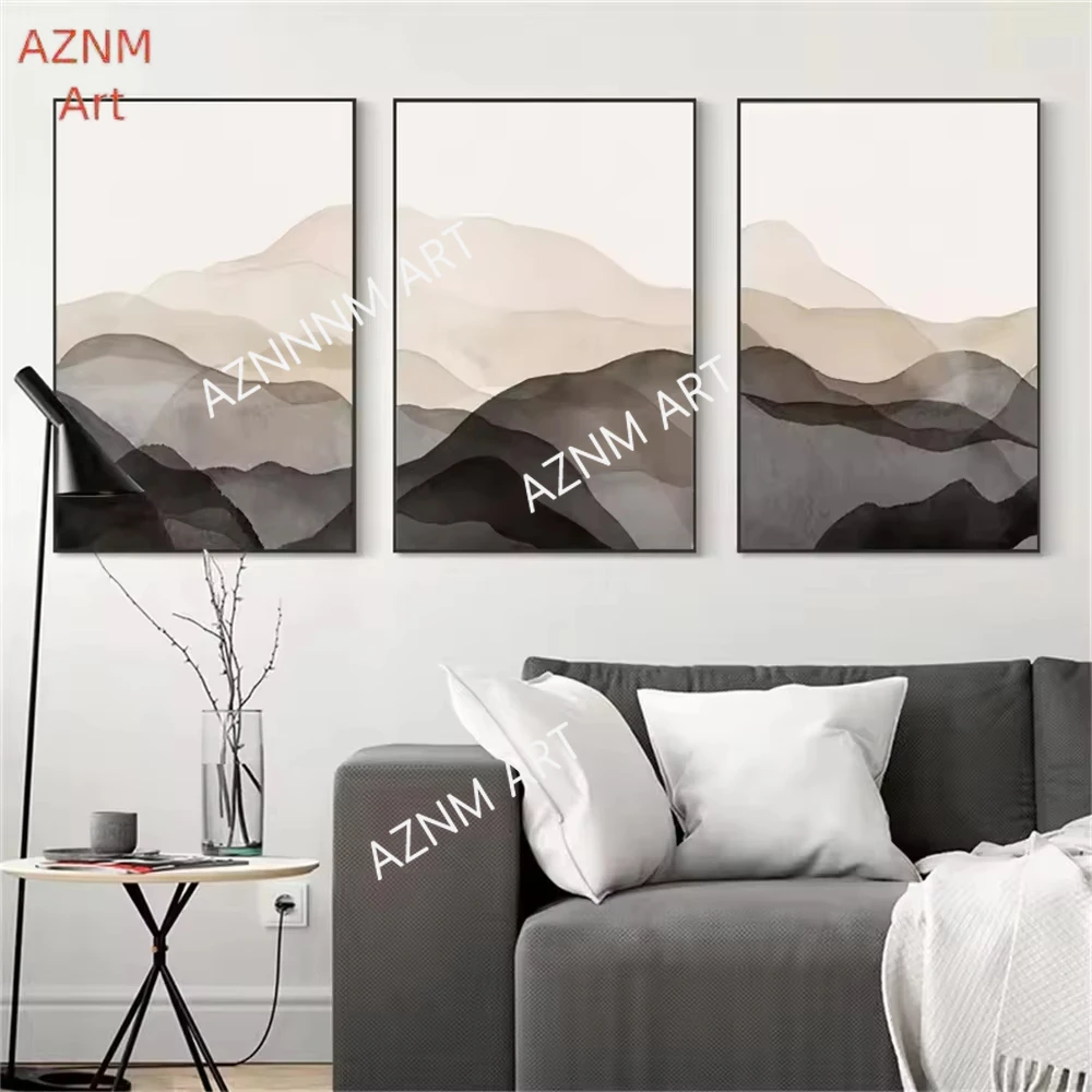Abstrakte Minimalistische Boho Berg Schwarz Beige Vintage Wandkunst Leinwand Gemälde Poster Drucke Wandbilder Wohnzimmer Dekoration