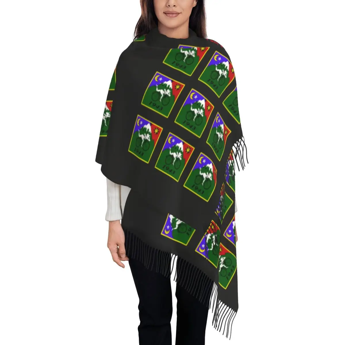 Custom Bicycle Day 1943 Trip Scarf for Women Stylish Winter Wrap Shawl Albert Hofmann LSD Tassel Wraps