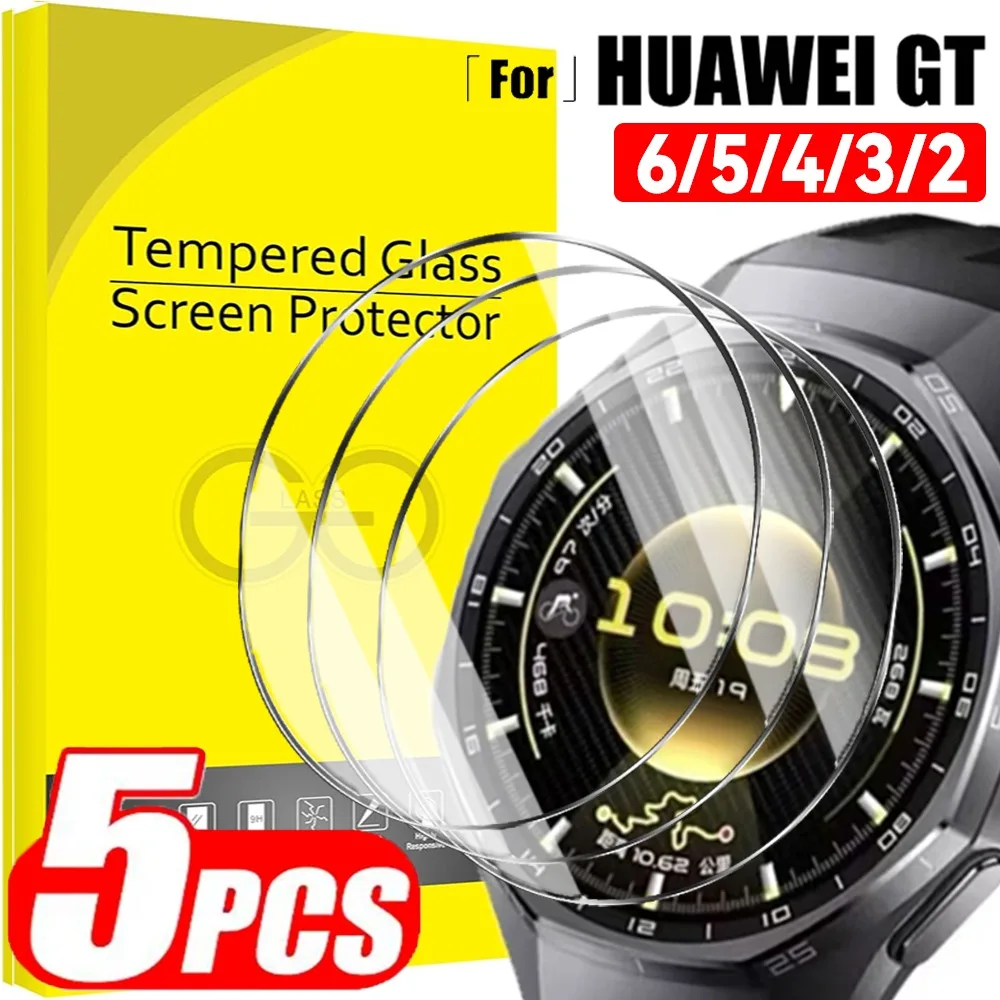1/3/5Pcs Tempered Glass for Huawei Watch GT 6 5 4 3 2 41mm 46mm Screen Protector Case-friendly Glass Protective Film for GT6 Pro