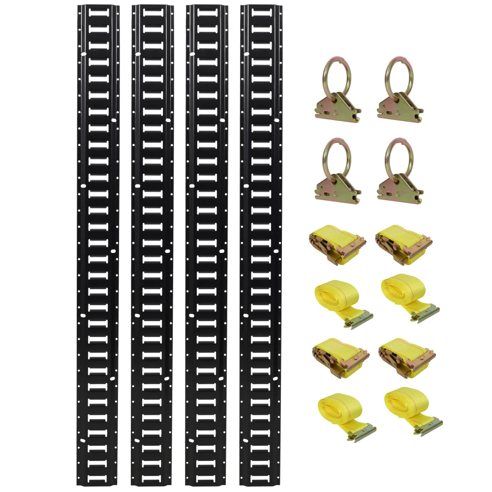 12 STKS E Track Tie-Down Rail Kit, Vrachtwagens, Bestelwagens, Garages, Trailer Tie Down Systeem, 4 Pack 5ft Horizontale E-Track