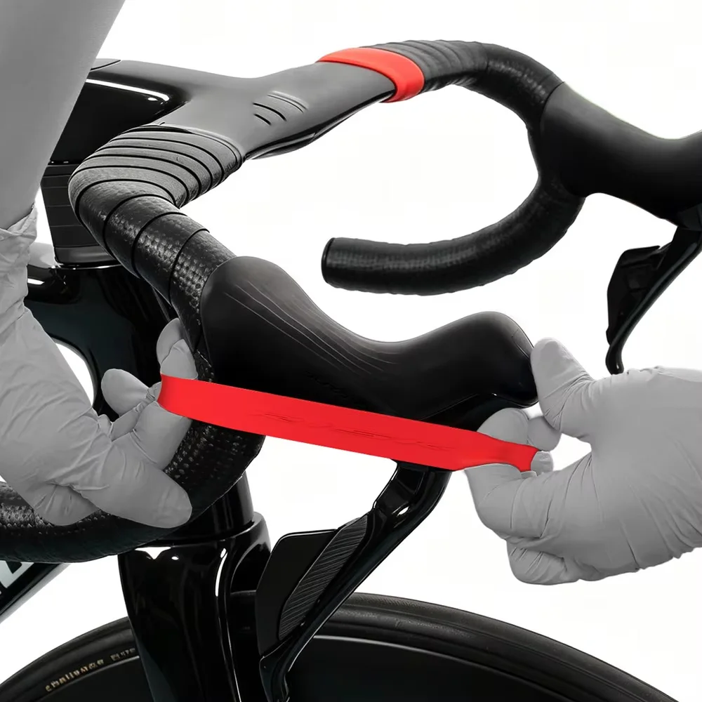 2-10Pcs High Elasticity Bicycle Handlebar Strap Fixing Ring Easy Fixing Silicone Material Handlebar Tape End Fixing Black Red