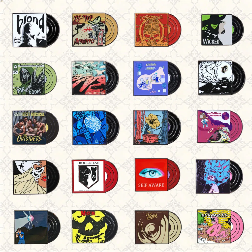 Retro Vinyl Brooch Artistic Illustration Enamel Pin Abstract Portrait Art Metal Badge Music Enthusiast Lapel Pin Accessory Gifts