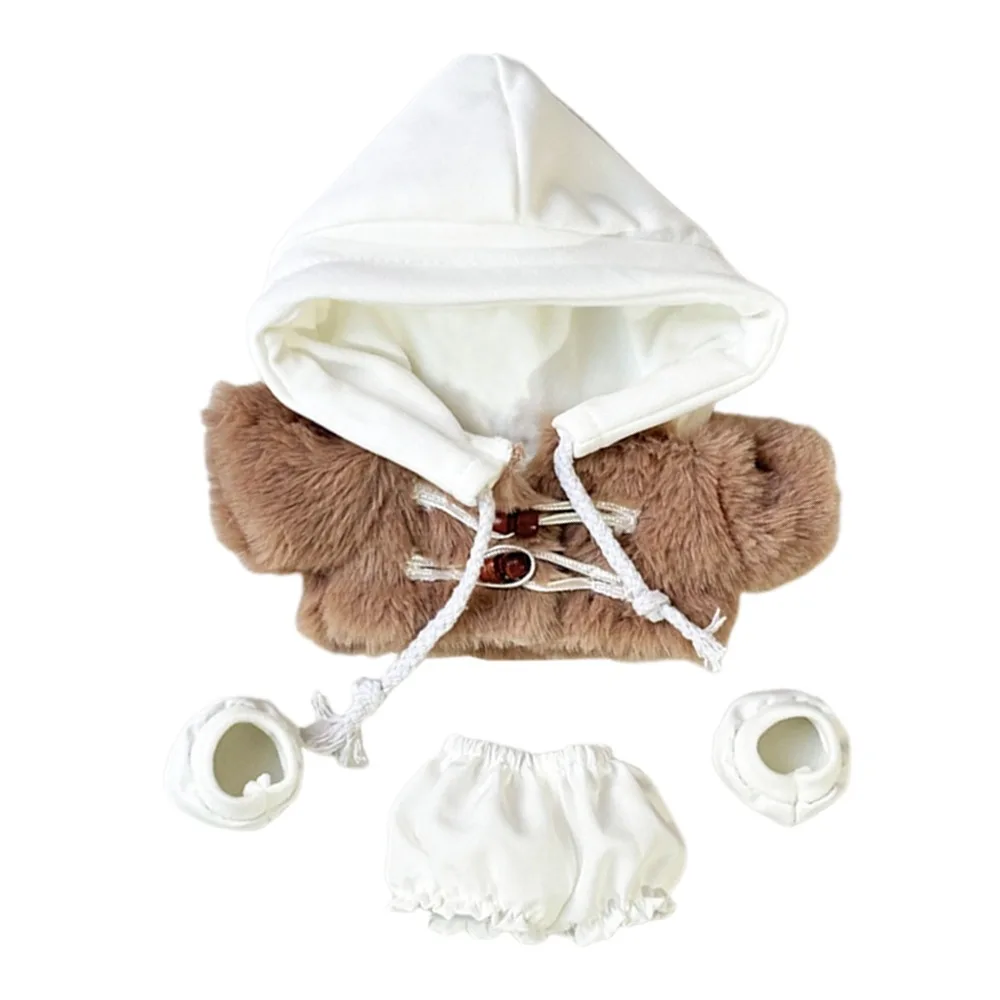 

Gift 20cm Doll Clothes Plush Multicolor Doll Hooded Overcoat Replaceable Mini Horn Buckle Doll Accessories Cotton Stuffed Dolls