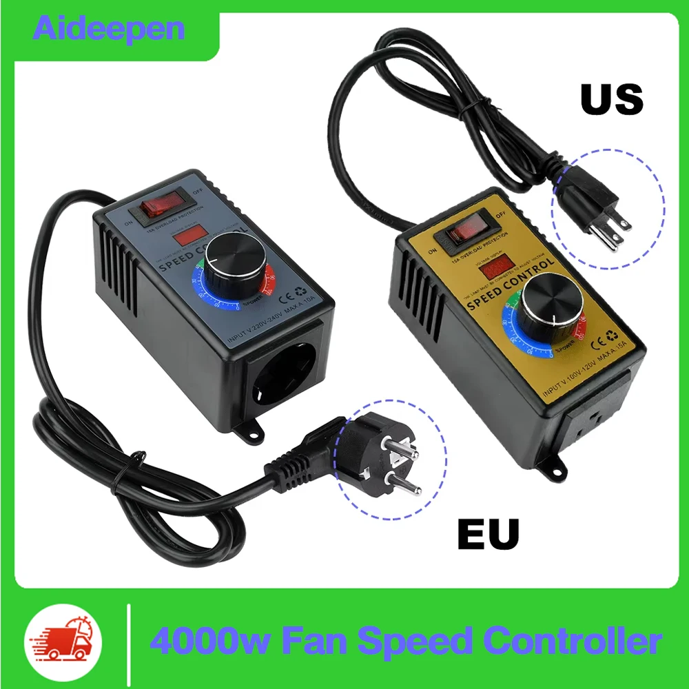 

4000W Universal Fan Speed Regulator AC 220V 10A Overload Protection Variable Controller for Industrial Fans