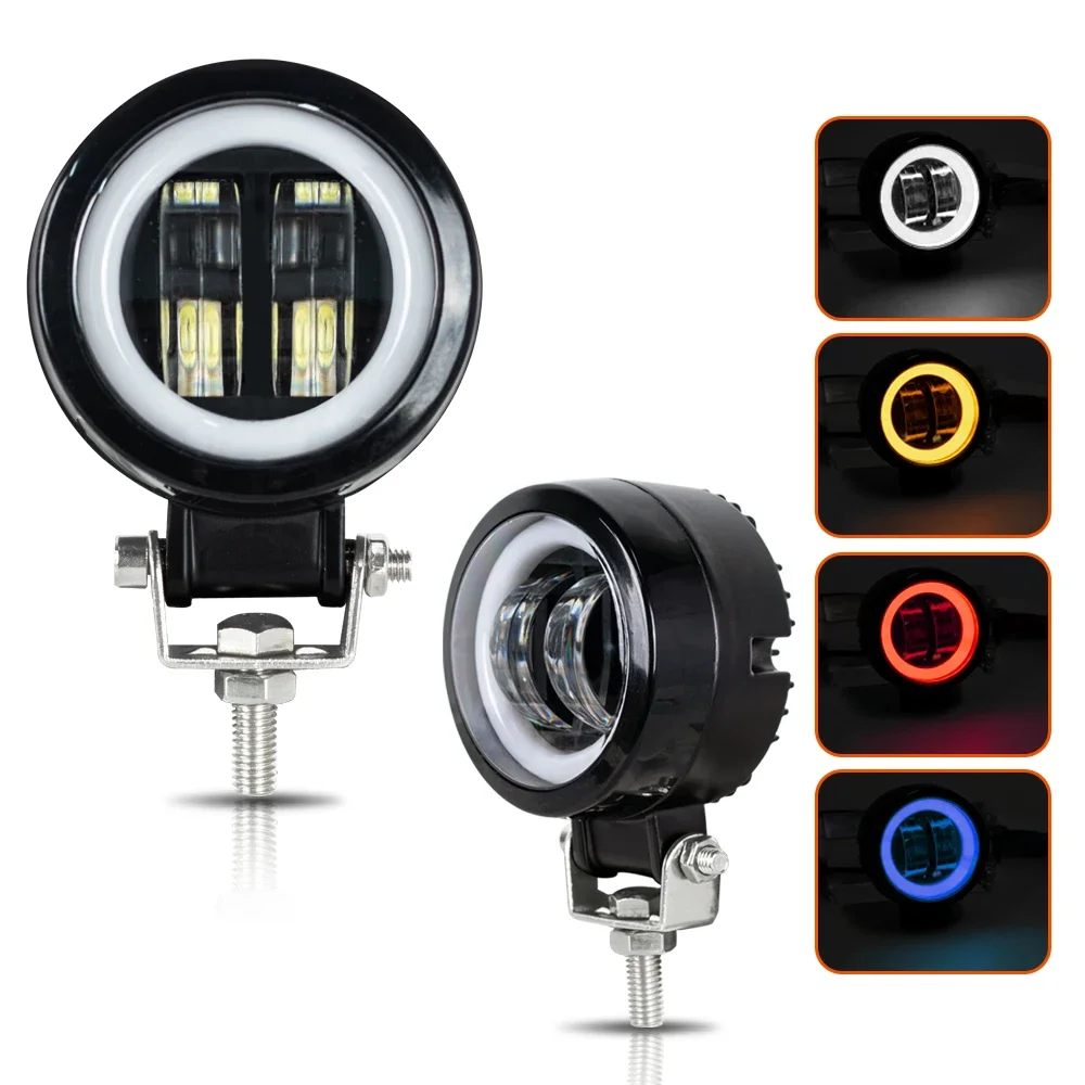 1pair/1pc 12V 24V 6500K 40W Waterproof Square LED Portable Spotlights Angel Eyes Light Bar Offroad Car Boat led Work Light