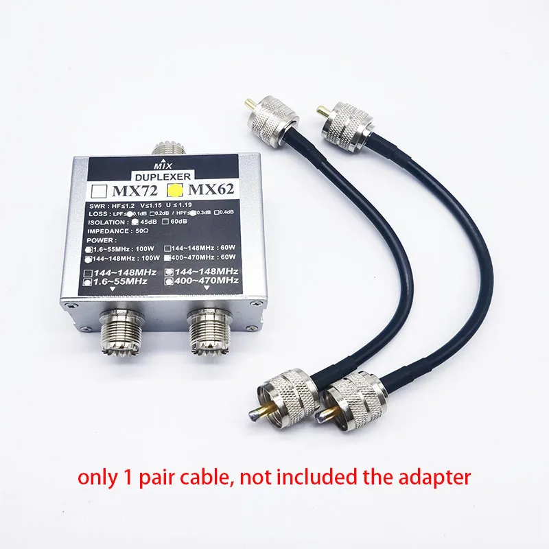 كابل بديل لهوائي لحم الخنزير المحمول الموحد ، تردد مختلف ، محطة عبور ، زوج واحد ، MX62 ، HF ، UHF ، VHF ، Duplexer
