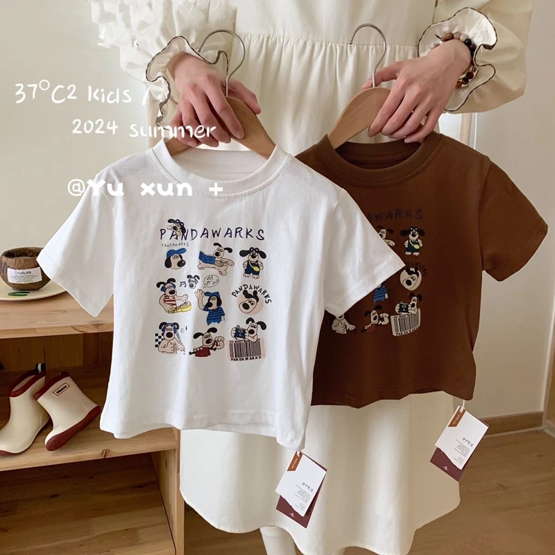 Cartoon Pattern Kids T-shirt Summer Children Clothing Boutique Fashion Girl Boy Short Sleeve Tops Tees Popular Brand T Shirts