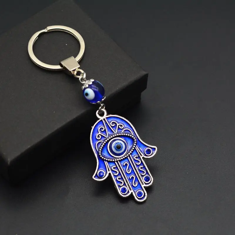 Anti-lost Car Keychain Keyring Palm Evil Eye Tassel Key Chain Holder Accessories Gift for Husband Wife Couple Women Men Jewelry