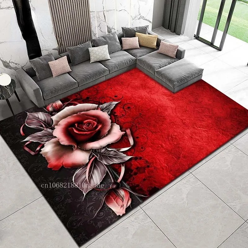

Винтажный ковер с кровавой розой, ковер для гостиной, спальни, ковер с цветами, Современный художественный коврик для комнаты, домашний декор