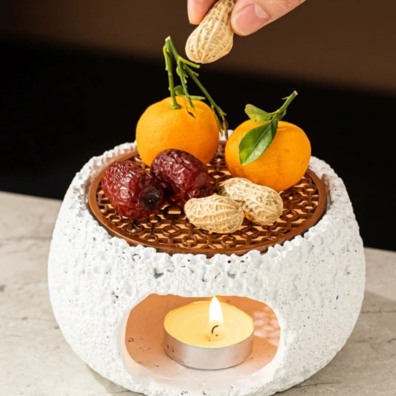 Small oven, artistic conception, dishes, abalone shells, candles, heating, heat preservation, round seat,  special tableware