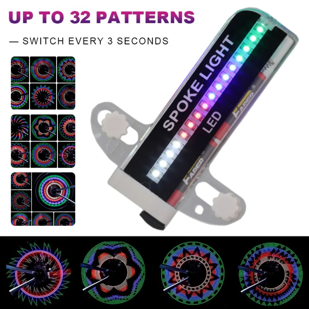 32/14LED Bike Spoke Light Colorful Bicycle Tyre Tire Flash Lights Waterproof Easy Installation Disassembly Cycling Accessories