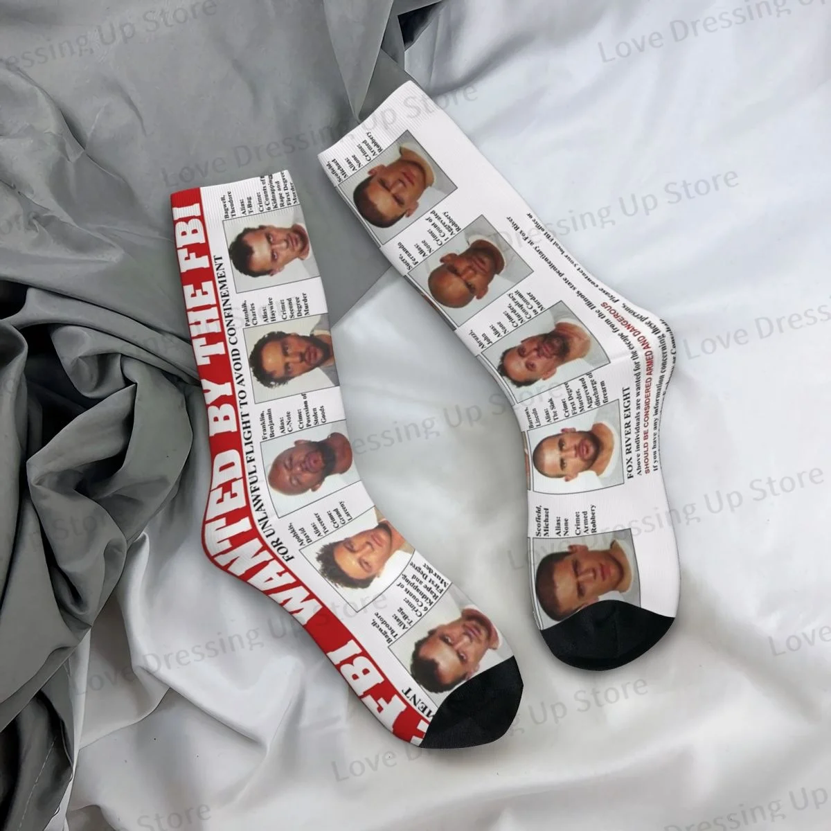 Prison Break FBI Wanted Poster Men Women Socks Cycling Novelty Suitable for all seasons Stockings Gift