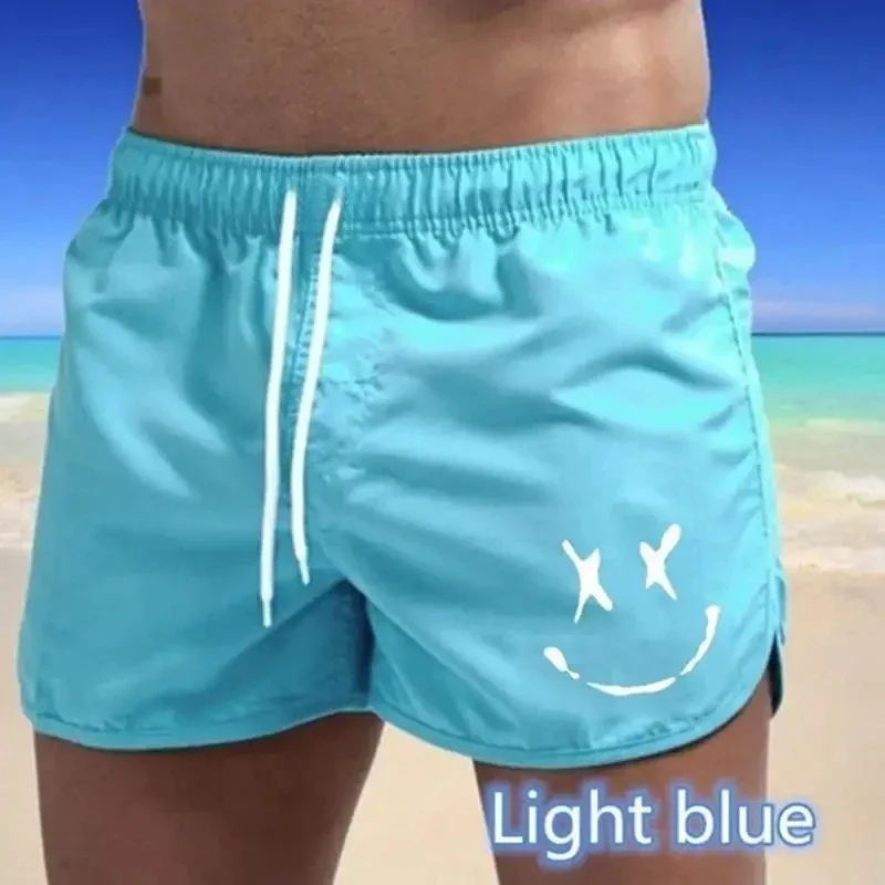 2026 Summer New Men Smiling Face Pattern Printed Sports Shorts Casual Breathable Speed Drying Basketball Beach Shorts