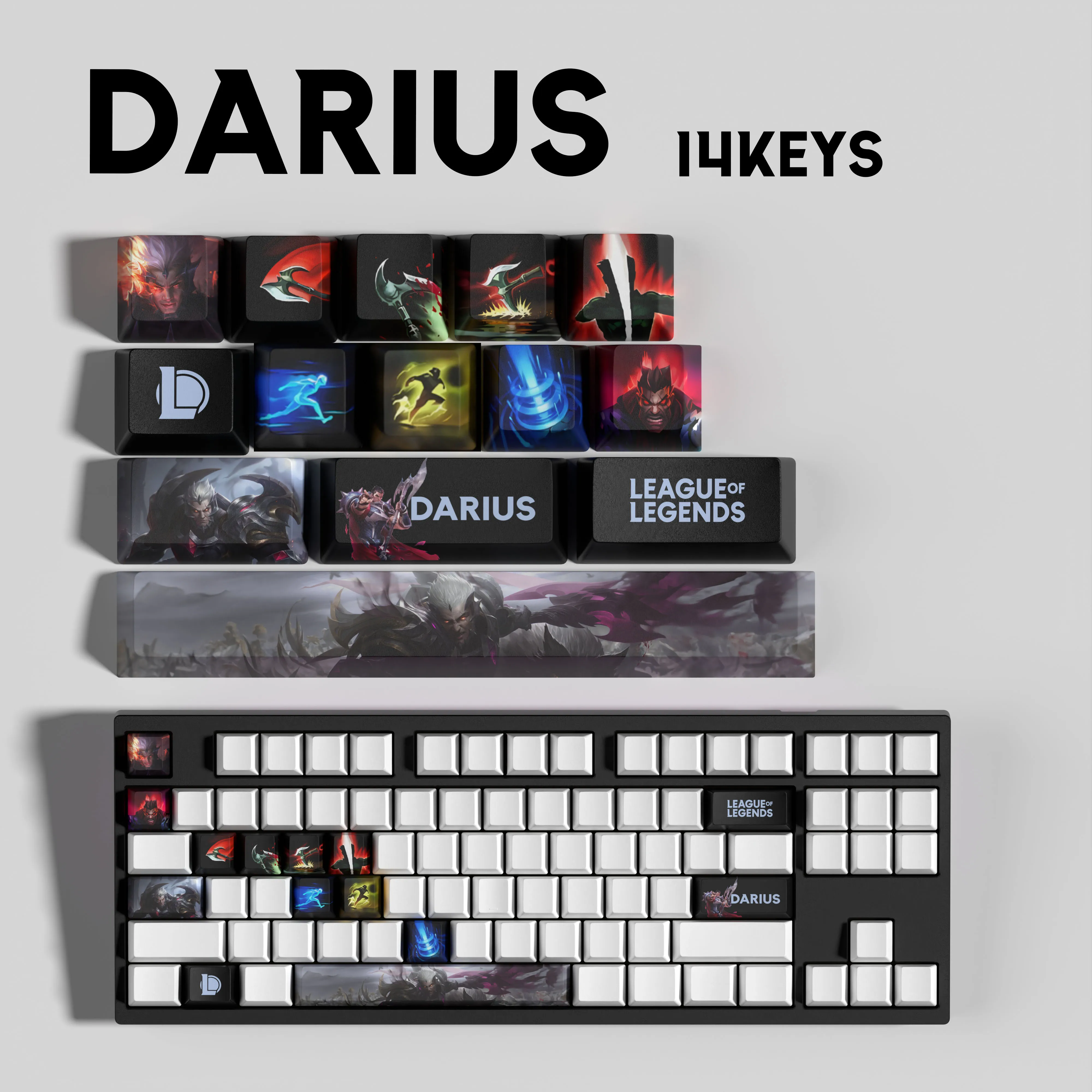 

DARIUS KEYCAPS Новый дизайн колпачков для клавиш League of Legends14KEYCAPS OEM-профильные колпачки для механической клавиатуры
