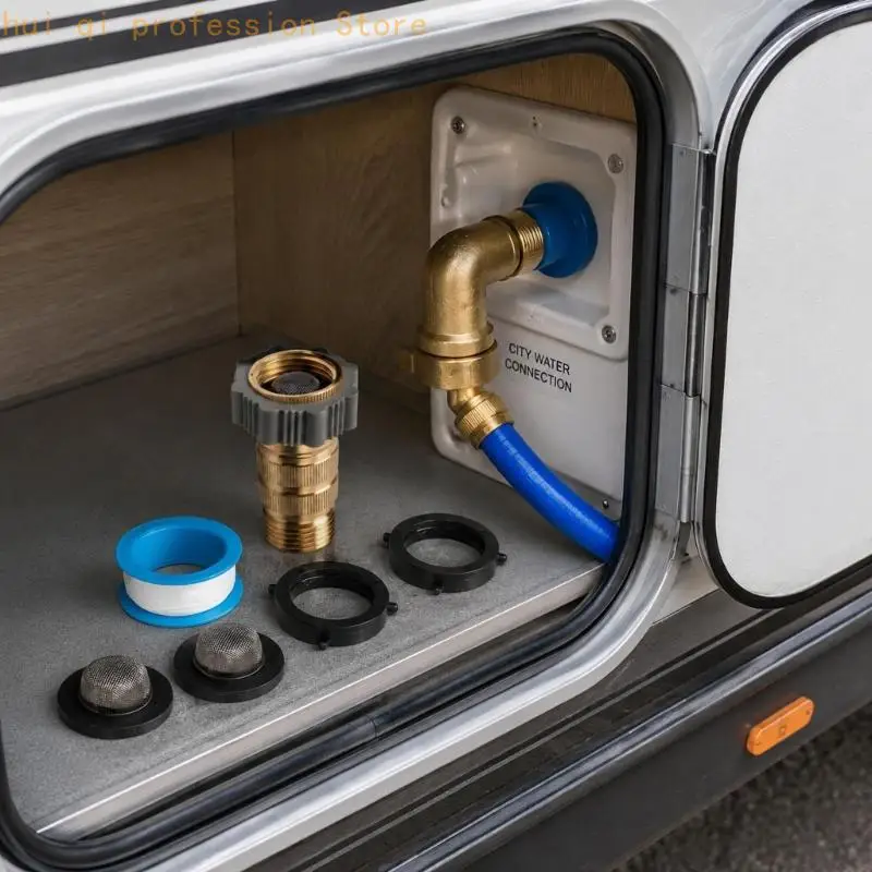 90-Grad-Wasserregler-Set mit Gewinde für den Einsatz Wohnmobil mit Messingteilen H8WE – Detail 4