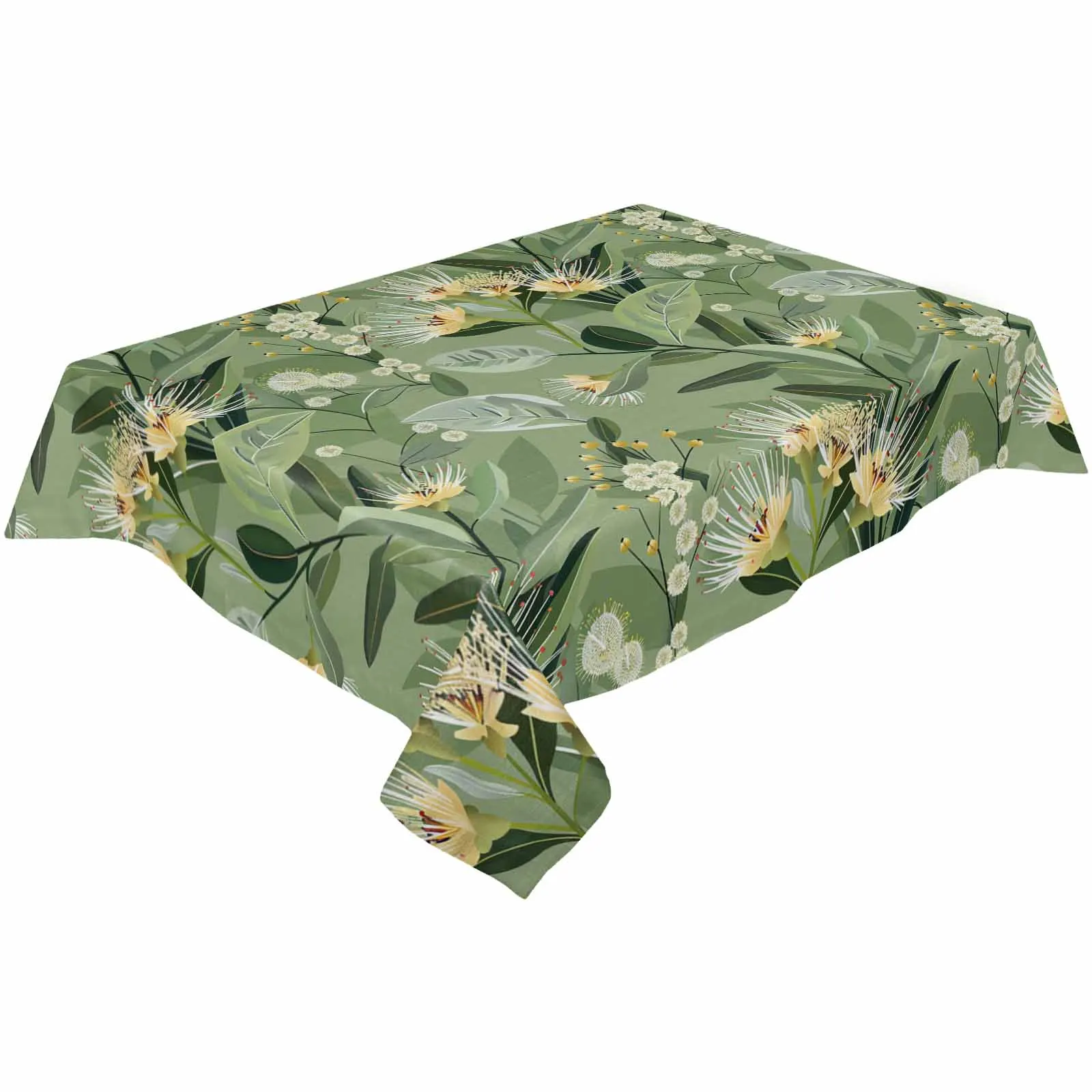 Plant Flowers Branches Waterproof Table Cloth Holiday Wedding Party Rectangular Table Cover Home Kitchen Decor