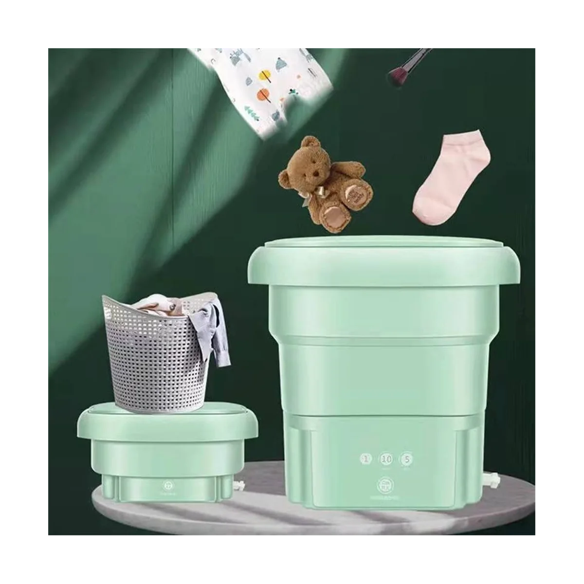 Portable Washing Machine Mini Washer Cleaning Blue Light Half Automatic Washt Socks for Apartment Travelling EU Plug-A