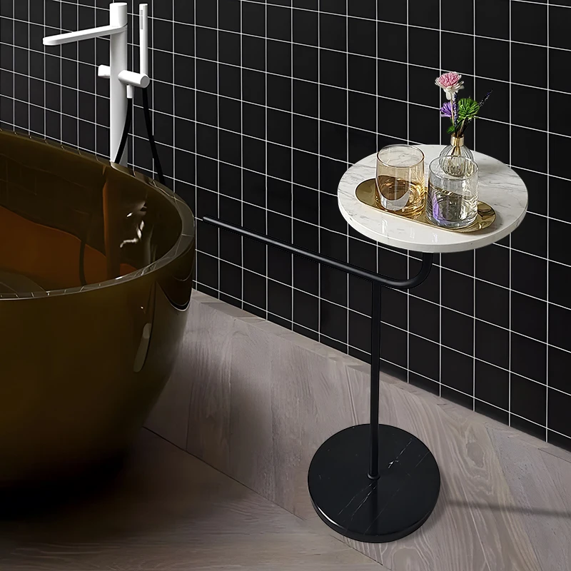

Toilet bathroom non-punching towel rack toilet simple vertical bath towel rack marble floor bath rack