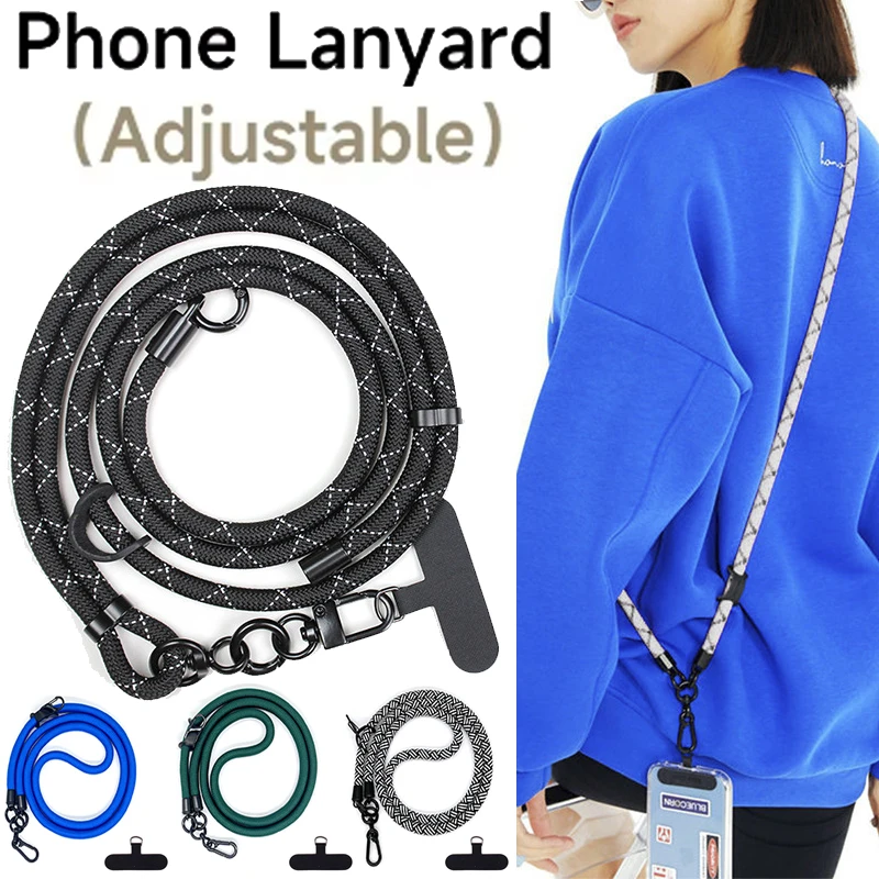 150CM Mobile Phone Lanyard Adjustable Detachable Neck Cord Outdoor Universal Crossbody Straps Card Clips Phone Case Accessories