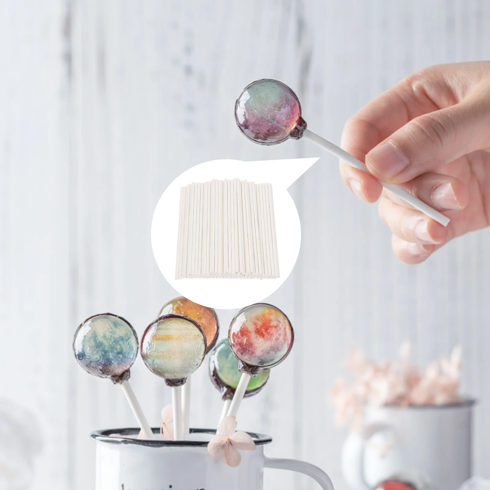 

100pcs Lollipop Cupcake Sticks White Paper for Cake Pop Supplies Candy Making Treats Sugar Diy Bars Baking Tools