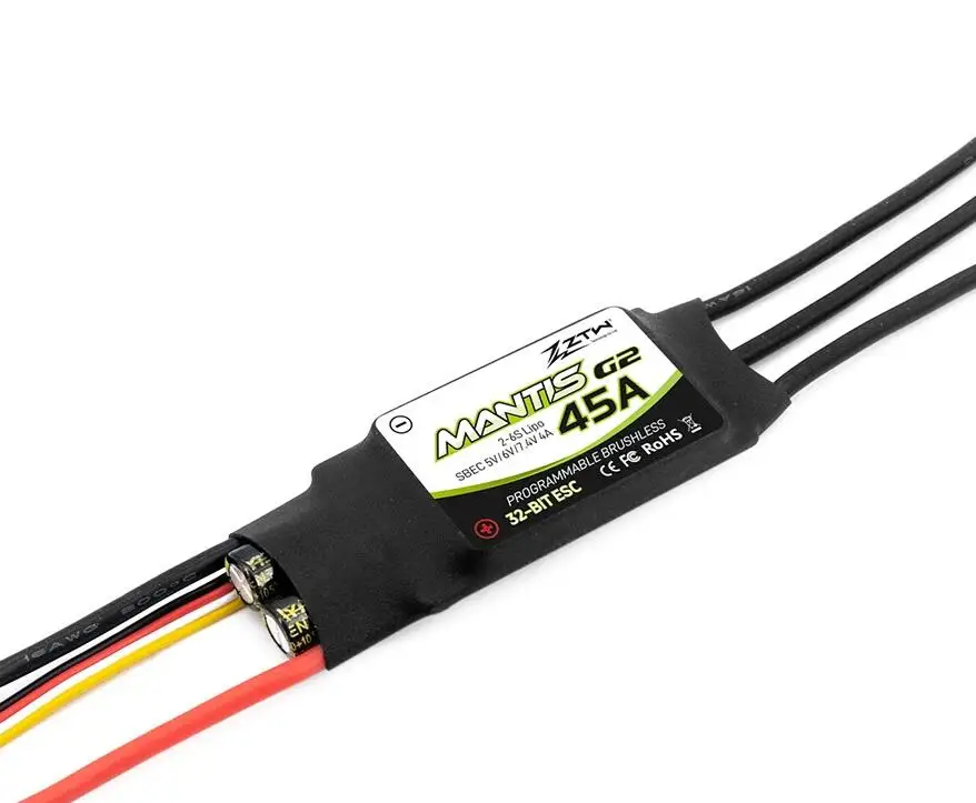 ZTW Mantis G2 Series 45-55A Brushless 32-Bit ESC Mini Speed Controller 2-6s Lipo 43G SBEC Output: 5.6V/7.4V Adjustable@4A 96Mhz