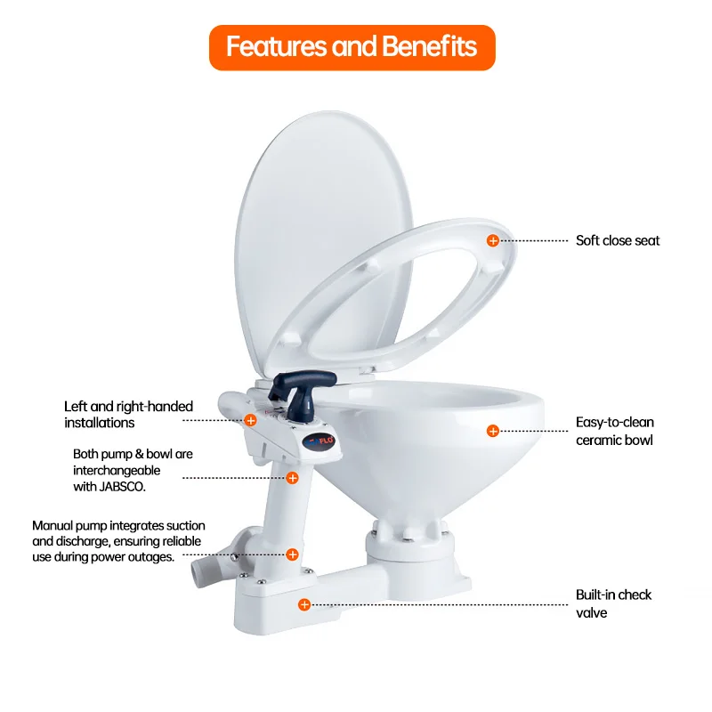 Manually Marine Toilet Pump Replacement Ceramic Bowl Boat Toilet Marine System Flush Pump For Container House Wc