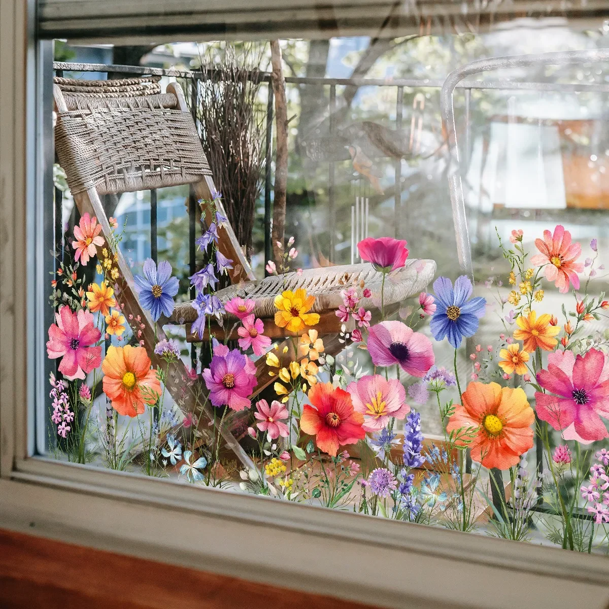 

11.8x23.6in Home Decoration PVC Window Sticker Fish Tank Bathroom Door Electrostatic Adsorption Flower Pattern Decorative Films