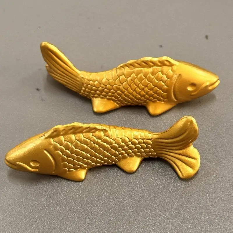 Matte Gold Koi Fish Figurines: Detailed Scale Texture Home Tabletop Decoration Auspicious Gift