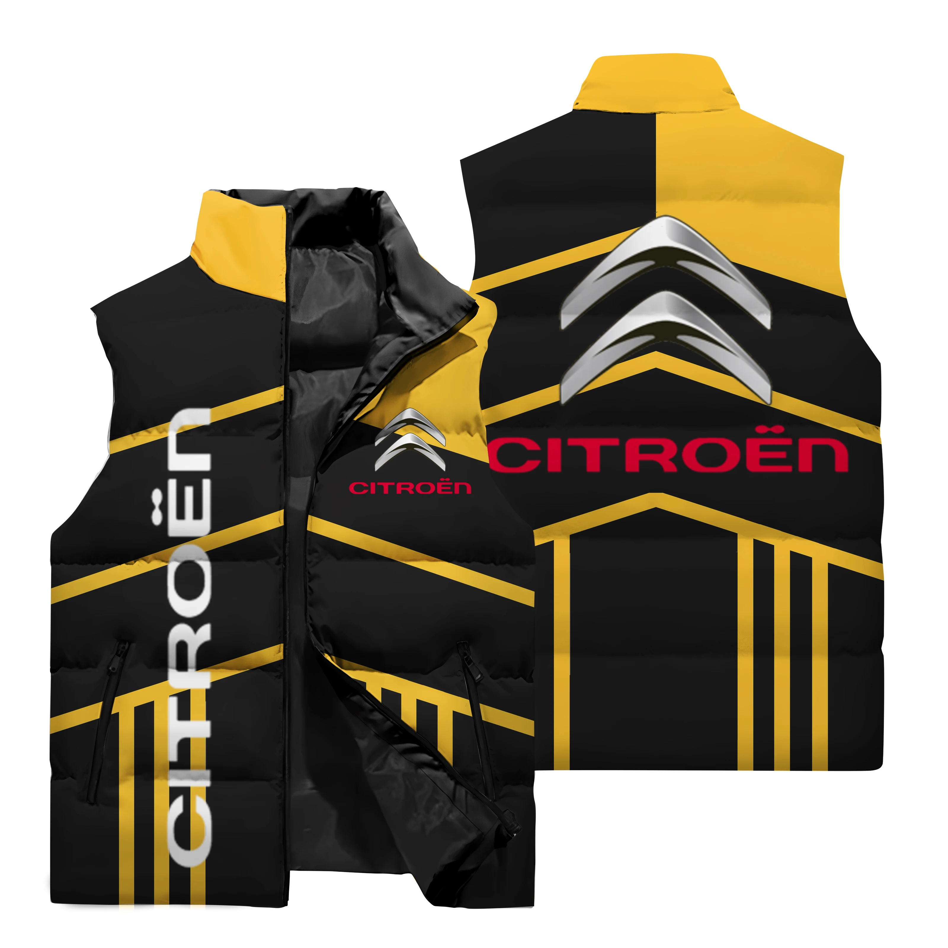 Citroen Car Printed Sleeveless Vest Odzież męska Zimowa moda uliczna Nowy Harajuku y2k Kamizelka męska Odporna na zimno Ciepła bawełniana podszewka