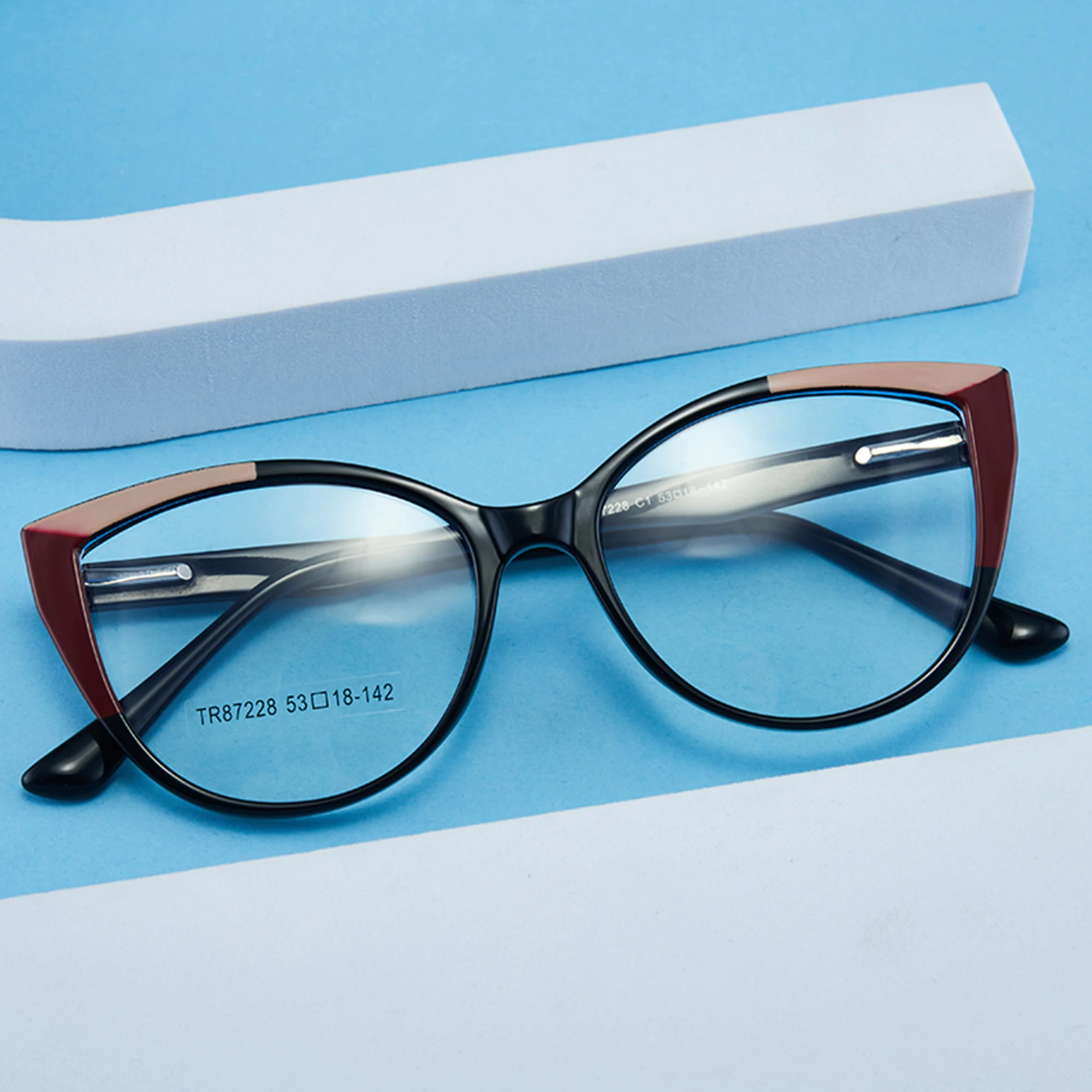 แว่นตาโปรเกรสซีฟทรงสี่เหลี่ยมทำจากอะซิเตททำมือ JMISUS สำหรับผู้หญิง กรอบแว่นสายตา TR90 ทรงตาแมว