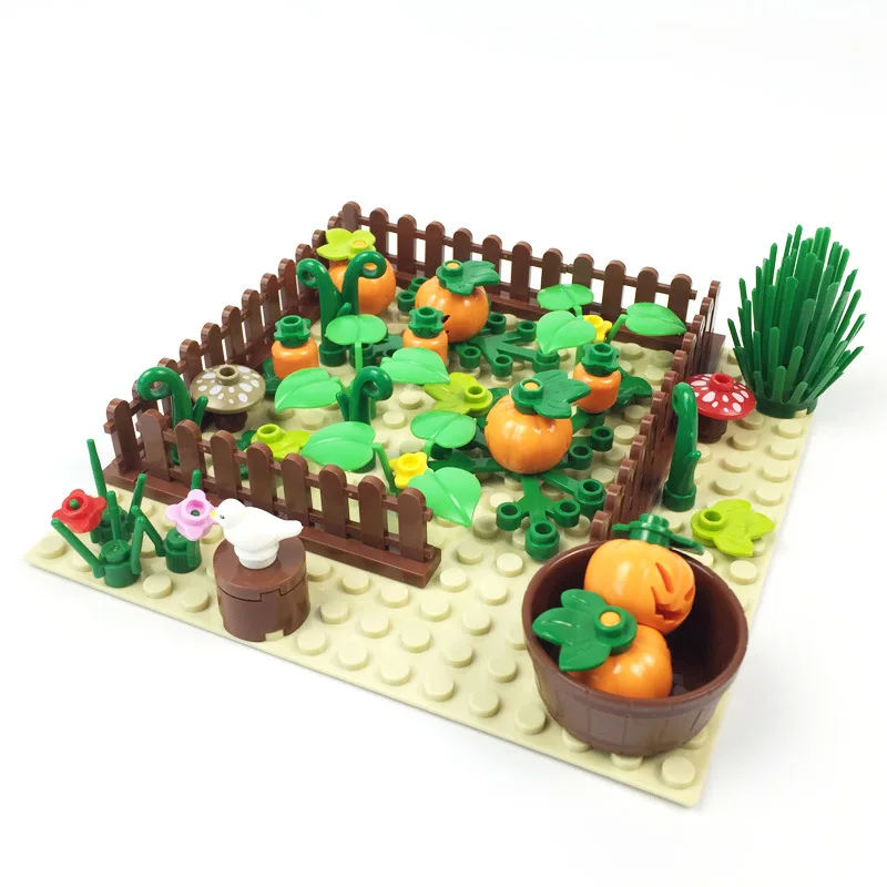 Pasture Zoo MOC Building Blocks Animal Parts Bricks Kits Toys Chicken Farm Pig House Rabbit Garden Pond Compatible With LEGO