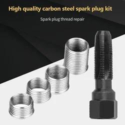 5Pcs Carbon Steel Spark Plug Re Thread Tap Tools With Inserts For 14mm Sparking Plugs Repair