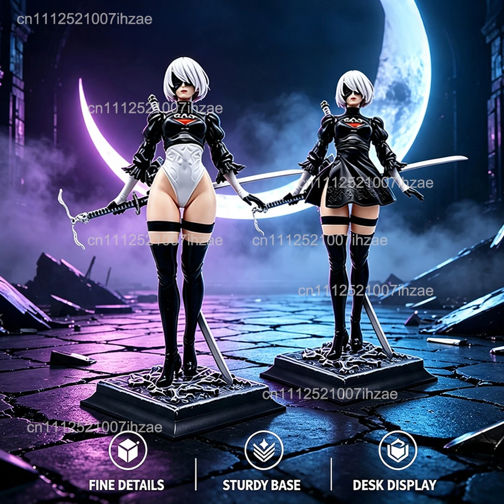 NieR Automata 2B Kampffigur Anime-Zubehörmodell Anime-Mädchen-Statue PVC-Puppenmodell Sammlerstücke Schreibtischdekoration Geschenk für Fans – Detail 7